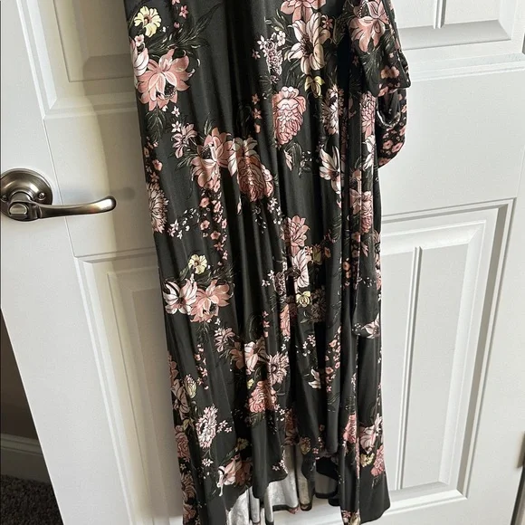 LOFT Olive and Pink Floral Maxi Dress - Picture 4 of 5